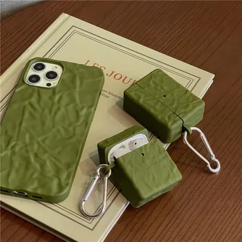 Матовые складки армейского зеленого цвета для Apple AirPods 1 2 pro Чехол для наушников Bluetooth 3-го поколения Силиконовый мягкий чехол Защитный чехол