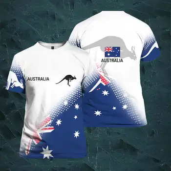 Австралийская футболка для мужчин с принтом национального герба и флага, О-образный воротник, нейтральная одежда, футболка уличной моды оверсайз