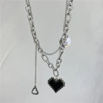 2023, Новые модные женские ожерелья с подвесками, Изящная Двухзвенная цепочка, Металлическое Сердце, Вечернее ожерелье, Ювелирный подарок