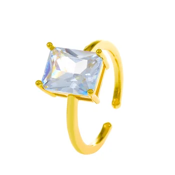 Изящное Квадратное кольцо с цирконом для женщин, роскошные Геометрические кольца с регулируемым отверстием, Инкрустированные Цирконом, ювелирные аксессуары для вечеринок, подарок