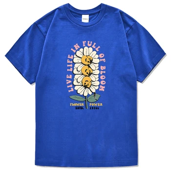 Живая жизнь в полном расцвете Flower Power Estd. Мужские футболки с принтом 1970-х, повседневные модные короткие футболки, пара крутых топов, летняя мужская футболка