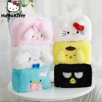 Коробки для салфеток Hello Kitty Cinnamoroll Настольный Держатель для бумаги Sanrio Melody Пушистый Чехол для салфеток из мультфильма Каваи
