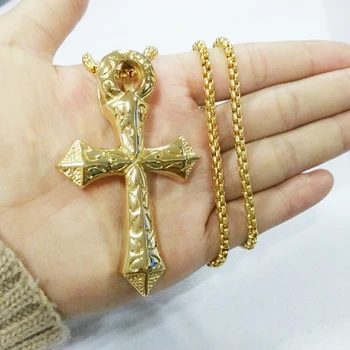 Женское Мужское ожерелье с подвеской в виде креста из нержавеющей стали 316L Золотого/серебряного цвета, кубинские звенья цепи, ожерелье, ювелирные изделия