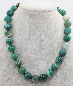 круглое ожерелье из агата с зелеными прожилками, 14 мм, 18 дюймов, оптовая продажа, бусины nature FPPJ woman 2017
