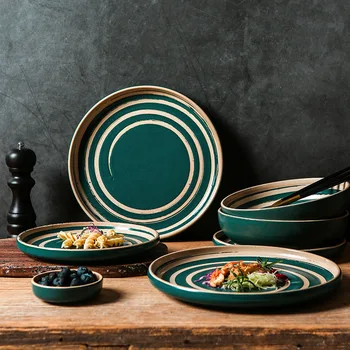 Керамическая посуда в корейском стиле, домашний креативный набор посуды и тарелок, ретро-тарелка для еды в западном стиле