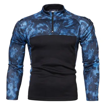 2023 Мужской тактический боевой свитер, мужская спортивная одежда с застежкой-молнией в стиле милитари, камуфляжная рубашка с длинным рукавом в стиле милитари США