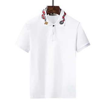 Мужские рубашки поло с вышивкой Красной Змеи и пчелы DUYOU, Летние мужские рубашки поло, Хлопчатобумажные рубашки, трикотажные изделия, Брендовая одежда 984162