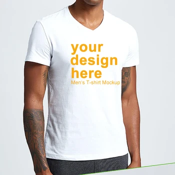 Мужская футболка с V-образным вырезом, летние футболки с коротким рукавом, однотонные рубашки на заказ, оригинальный дизайн, повседневная мужская одежда, топ