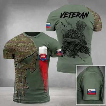 Летняя мужская футболка с 3D Африканским принтом, мужская одежда с принтом флага солдата Словацкой армии, футболка в стиле хип-хоп в стиле ретро
