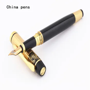 Перьевая ручка класса люкс из черного золота 901, офисная, со средним пером, новая