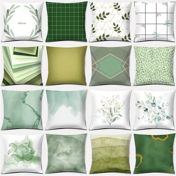 Серия декоративных наволочек для дома с оливково-зеленым рисунком, квадратный офисный декоративный чехол для подушки