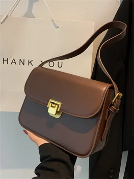 Женские сумки через плечо в стиле ретро, новинка 2023, модная роскошная сумка через плечо, Дизайнерская сумка с двумя ремнями, качественная мини-сумка-портфель
