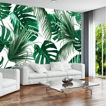 beibehang Современный простой свежие растения тропического леса банановые листья фреска в саду на стене большая фреска на заказ зеленые обои