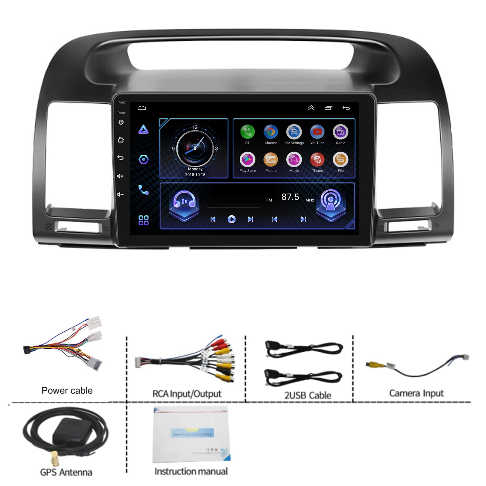 Автомобильный GPS-радио Android 12, стереоплеер CarPlay для Toyota Camry 2000-2006, сенсорный экран, Bluetooth, USB, музыка, видео, мультимедиа