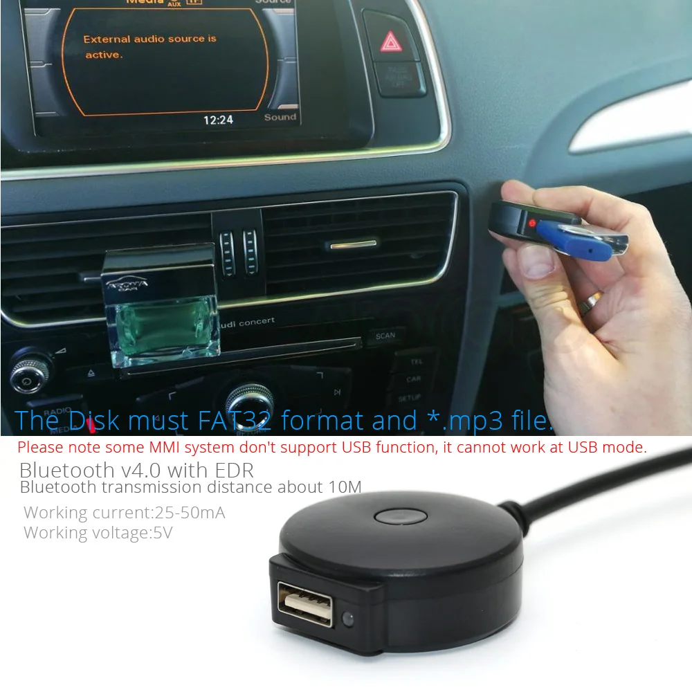 Автомобильный Модуль Bluetooth USB AUX Приемник Кабель-Адаптер для Audi VW A4 A5 A6 Q5 Q7 2G 3G MMI AMI MDI Системы Аудио Медиа Вход