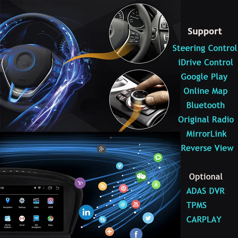 Испания готовый к продаже автомобильный мультимедийный плеер 4GB 64GB для BMW 5 Серии E60 E61 E63 E64 E90 E91 E92 CCC CIC iDrive Radio GPS Car Play