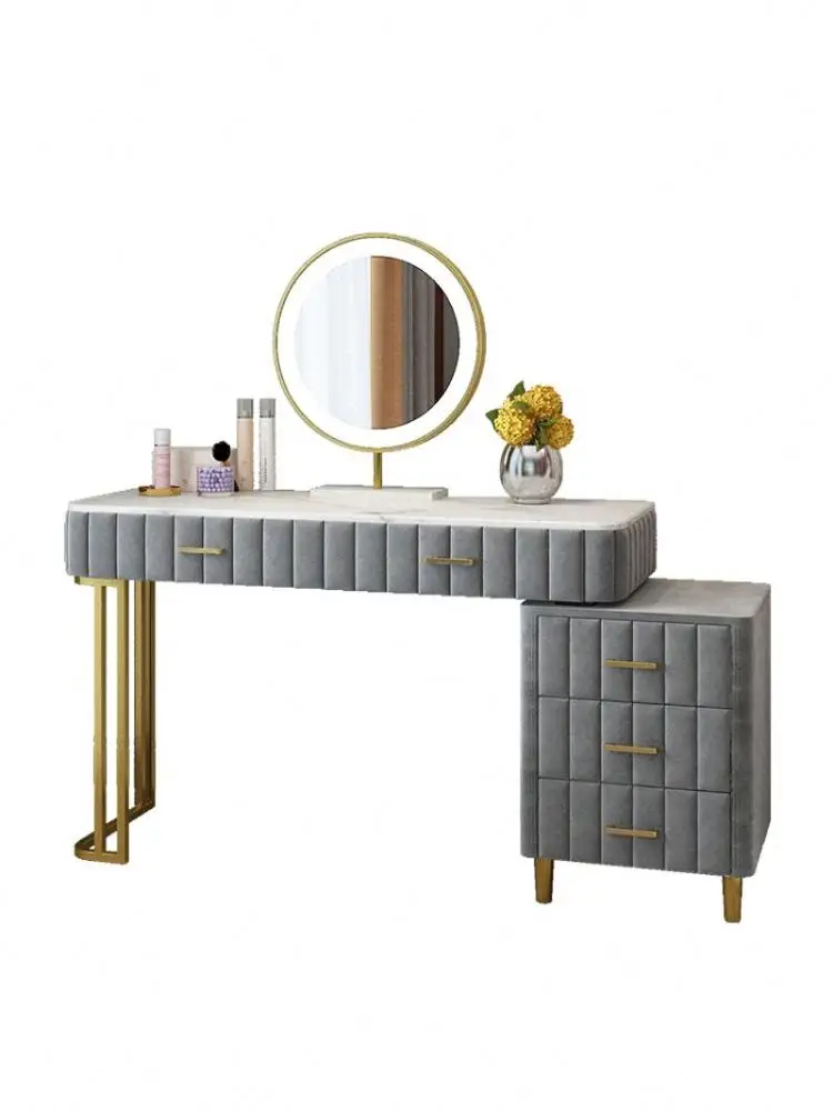Комод для спальни в скандинавском стиле, шкаф для хранения, туалетный столик, столик для макияжа для девочек со светодиодным зеркалом и тумбой