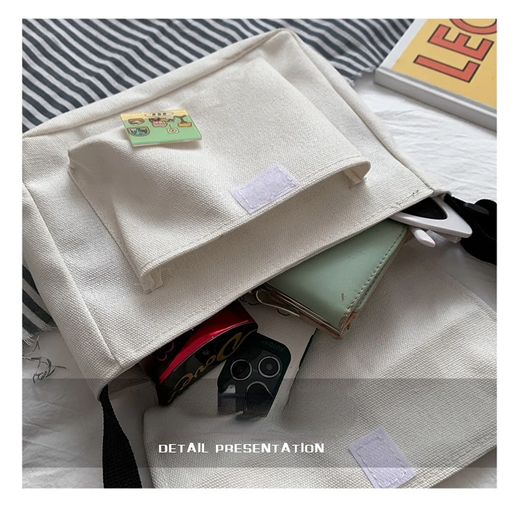 Милая холщовая маленькая сумка Женская 2023 Новая Японская диагональная сумка Harajuku Wild Student Girl Сумка через плечо Сумки для женщин