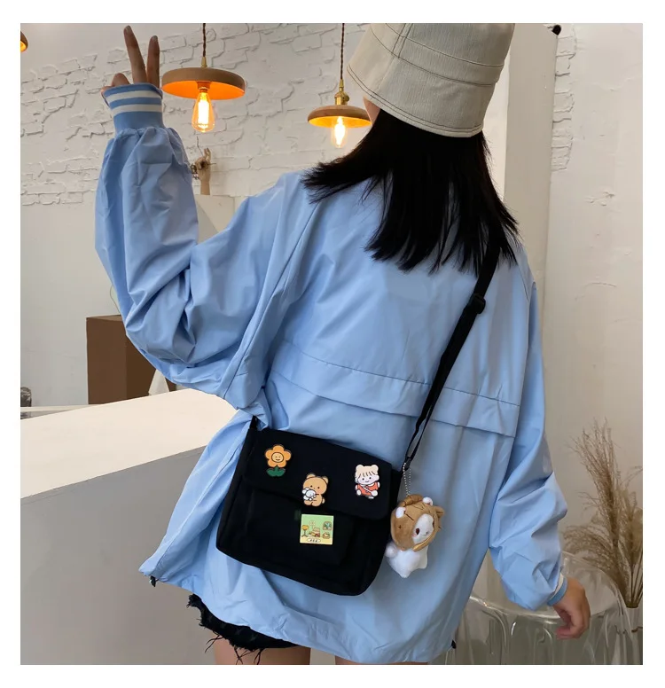 Милая холщовая маленькая сумка Женская 2023 Новая Японская диагональная сумка Harajuku Wild Student Girl Сумка через плечо Сумки для женщин