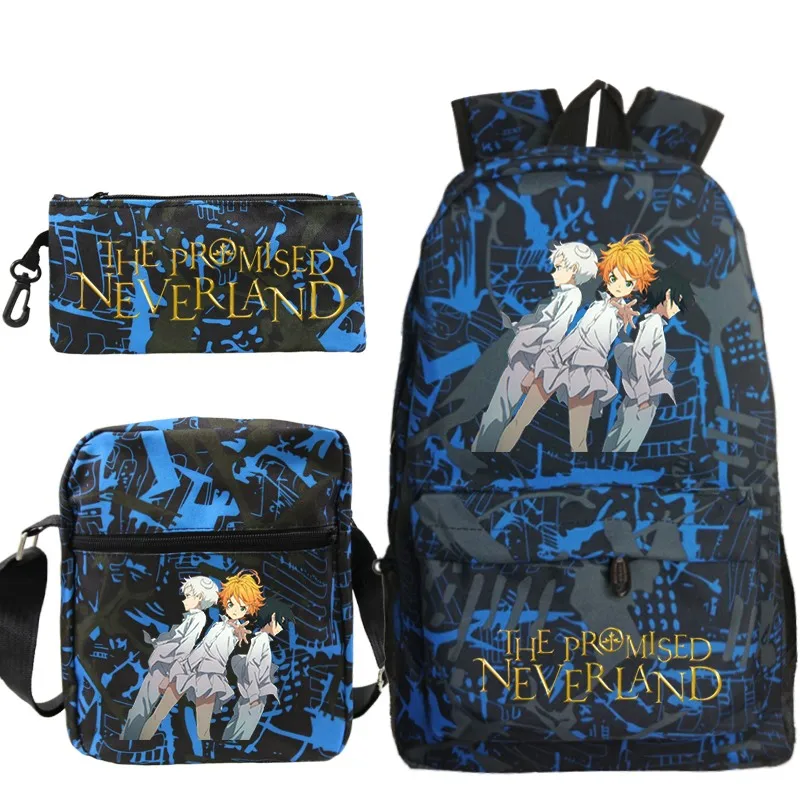 Модный рюкзак The Promised Neverland, Студенческий рюкзак для мальчиков и девочек, сумка для книг большой емкости, комплект из 3 предметов, Mochila, сумка для ноутбука для подростков