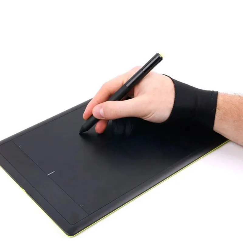 Перчатка для рисования художника Двумя пальцами Для любого Графического планшета Для рисования Черная с защитой от обрастания двумя пальцами, как Для Правой, так И Для левой руки Черного Цвета