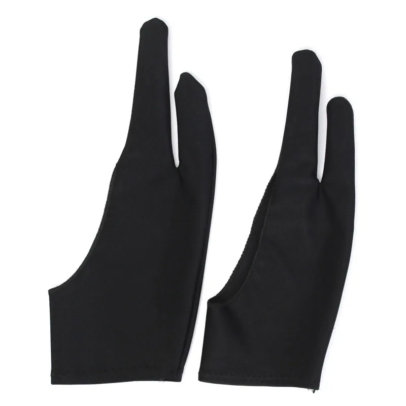 Перчатка для рисования художника Двумя пальцами Для любого Графического планшета Для рисования Черная с защитой от обрастания двумя пальцами, как Для Правой, так И Для левой руки Черного Цвета