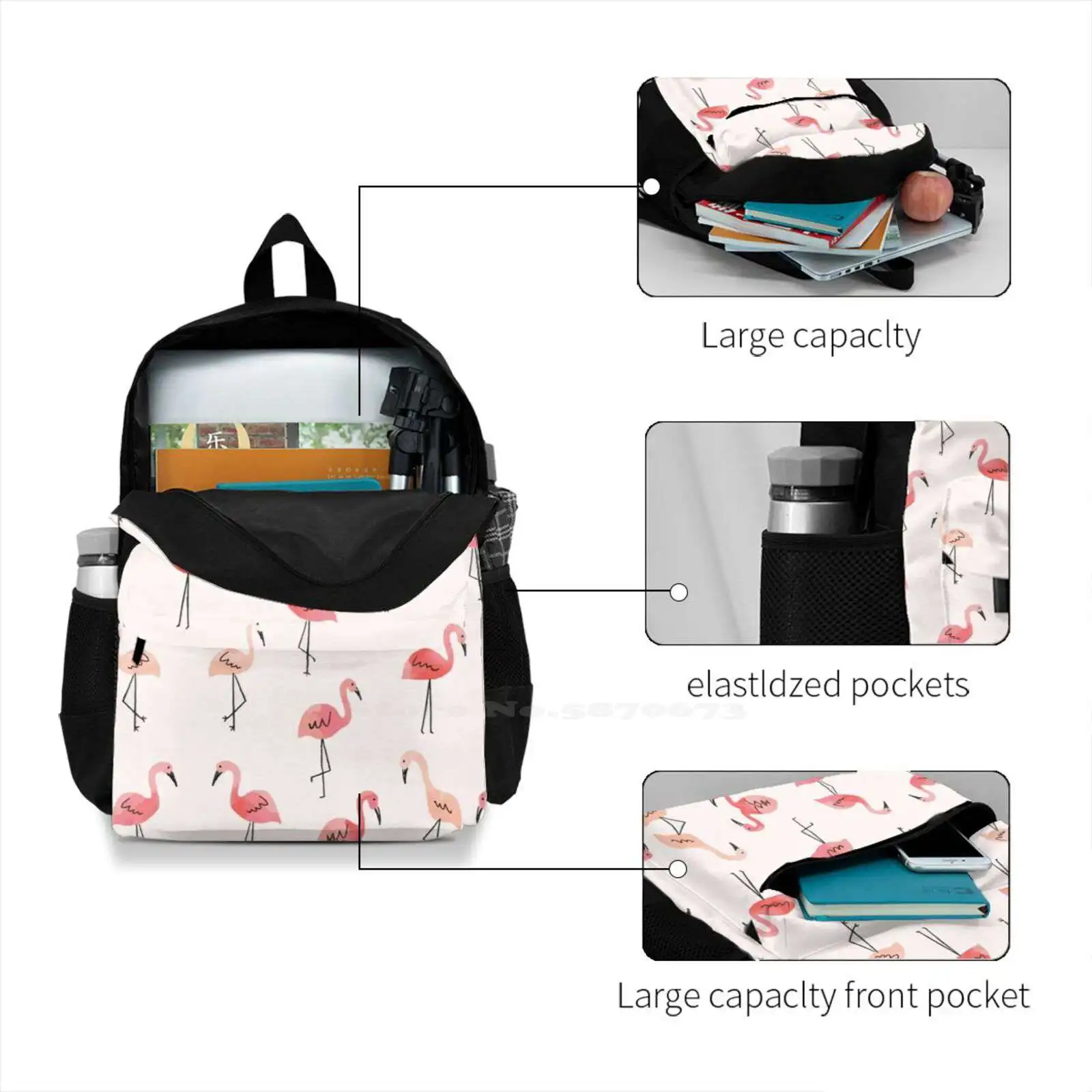 Рюкзак с фламинго для студента, Школьная сумка для ноутбука, дорожная сумка Flamingo Mbjp, рисунок Фламинго, Розовый Коралл, Птица, Акварель Aquarela Aqua