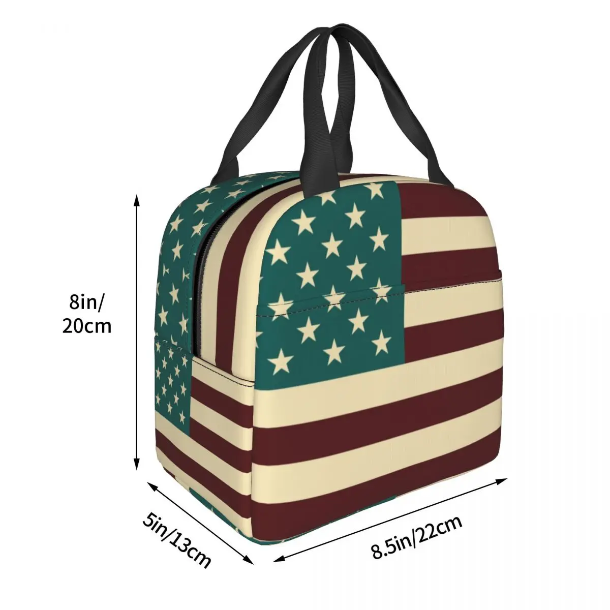 США, Армейский американский флаг, Термоизолированная сумка для ланча, Женский флаг США, Винтажные цвета, Переносная сумка для ланча для школьного хранения, Коробка для еды