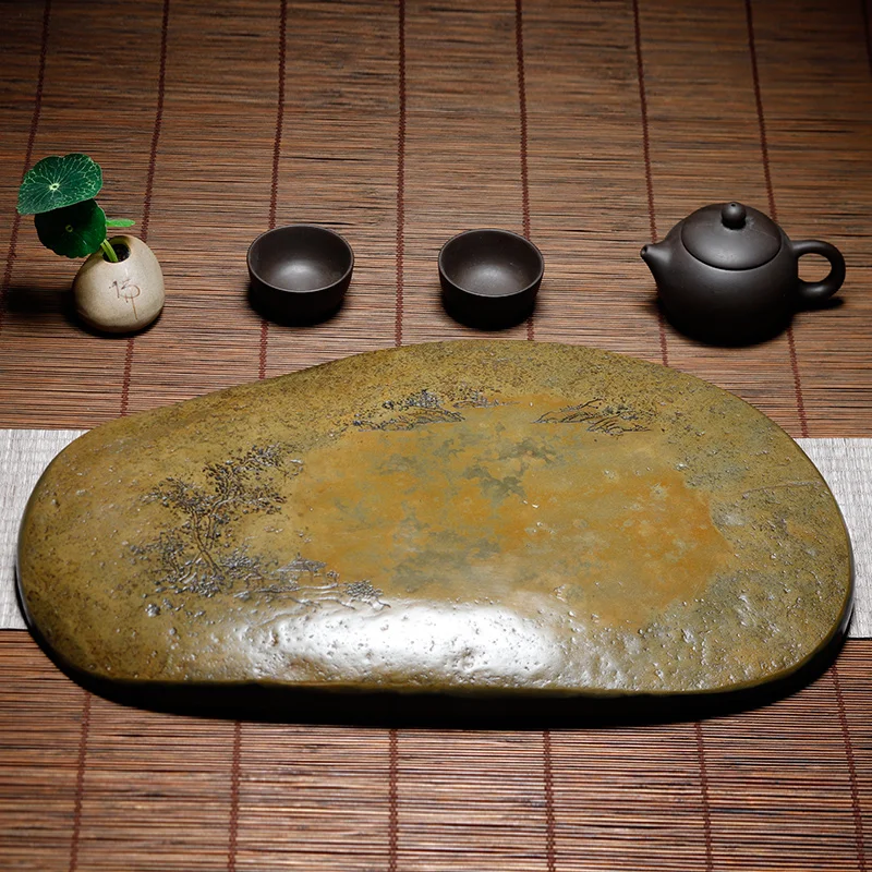 Тарелка Inkstone, Платформа для приготовления сухого чая, Горшок из натурального камня, Легкий Роскошный Офисный Домашний Чайный набор Duan Inkstone Tea Sea