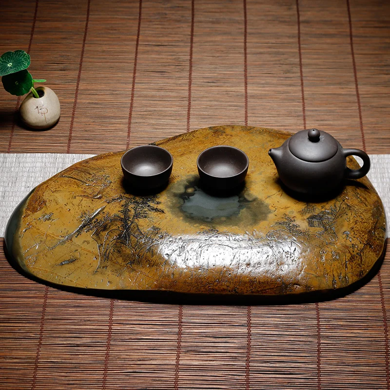 Тарелка Inkstone, Платформа для приготовления сухого чая, Горшок из натурального камня, Легкий Роскошный Офисный Домашний Чайный набор Duan Inkstone Tea Sea