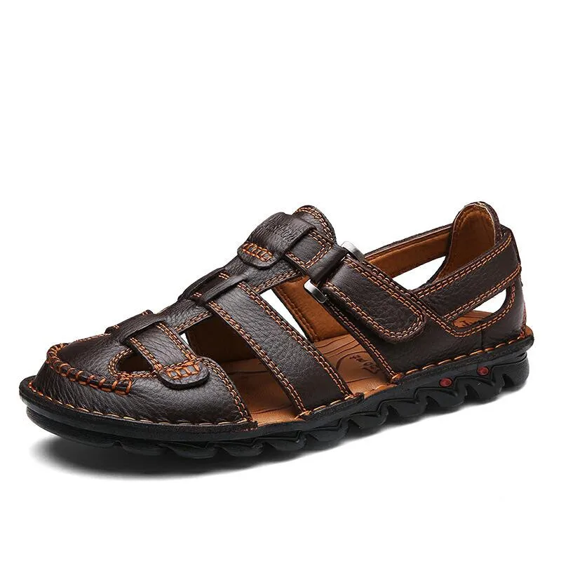 Удобные мужские сандалии ручной работы из мягкой летней мужской обуви из натуральной кожи, повседневная пляжная обувь в стиле ретро, размер 6,5-11,5