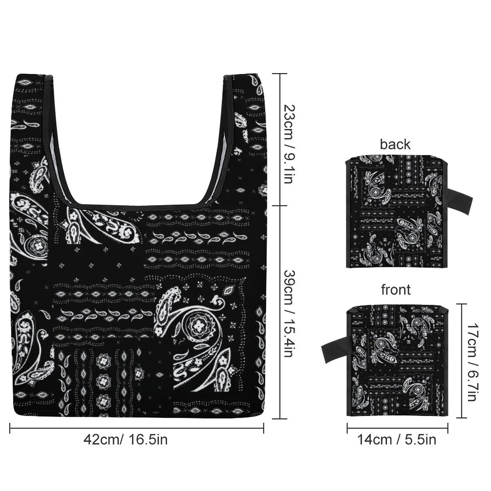 Черные сумки для покупок с ретро-принтом, водонепроницаемые складные сумки-тоут для женщин, Повседневные женские продуктовые наборы с настраиваемым рисунком