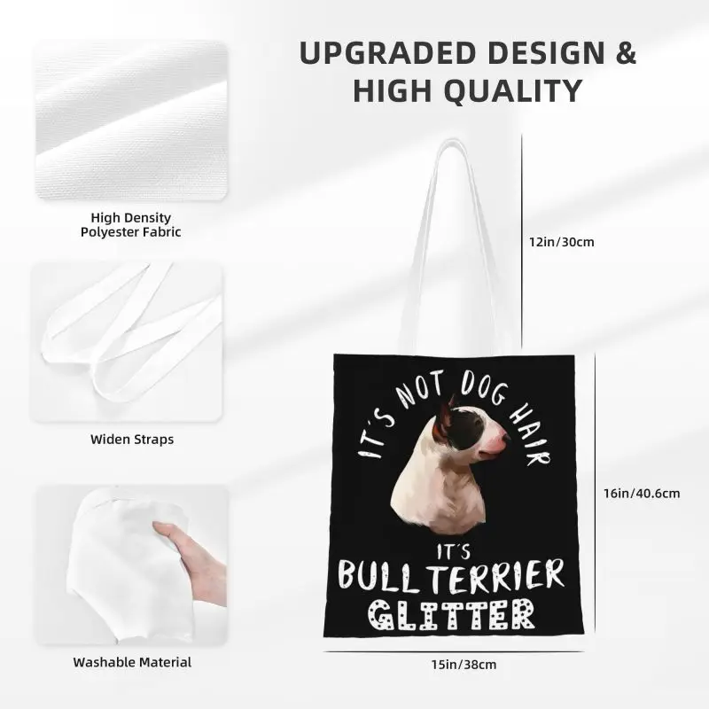 Это не собачья шерсть, это Бультерьер, миниатюрная блестящая сумка для покупок с забавной собачкой, женская холщовая сумка через плечо, портативные сумки для покупок